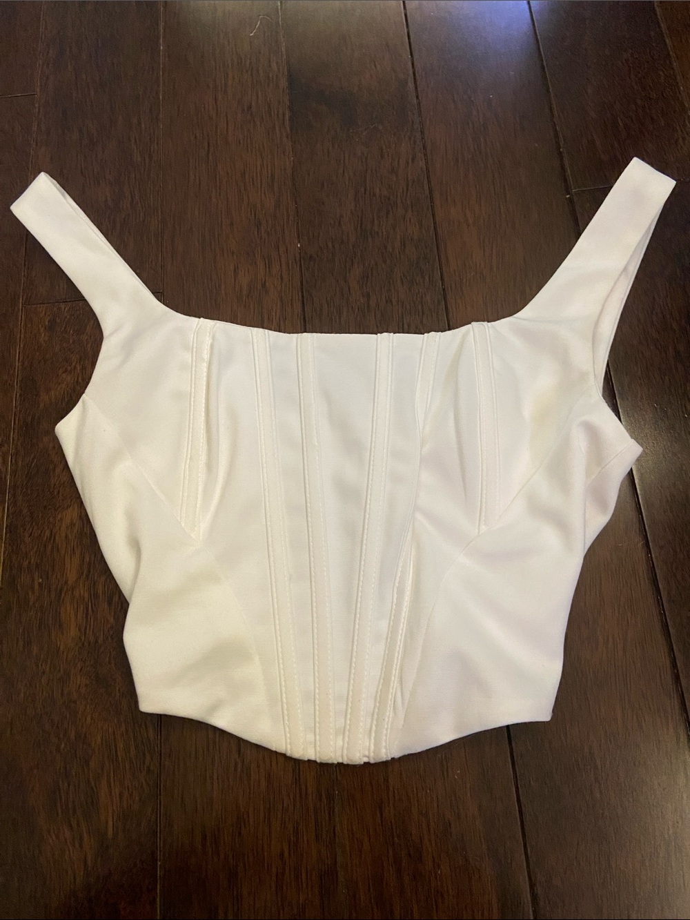 White Structured Crop Tank Top - Women